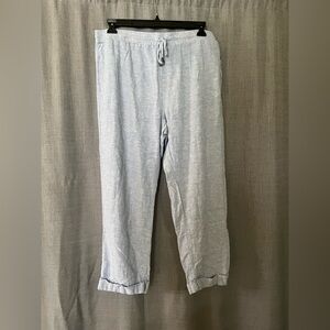 Linen Light Blue Casual Drawstring Pants